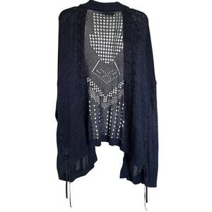 Arpeggio navy blue open knit plus boho whimsy sweater lightweight Beachy sz 3X